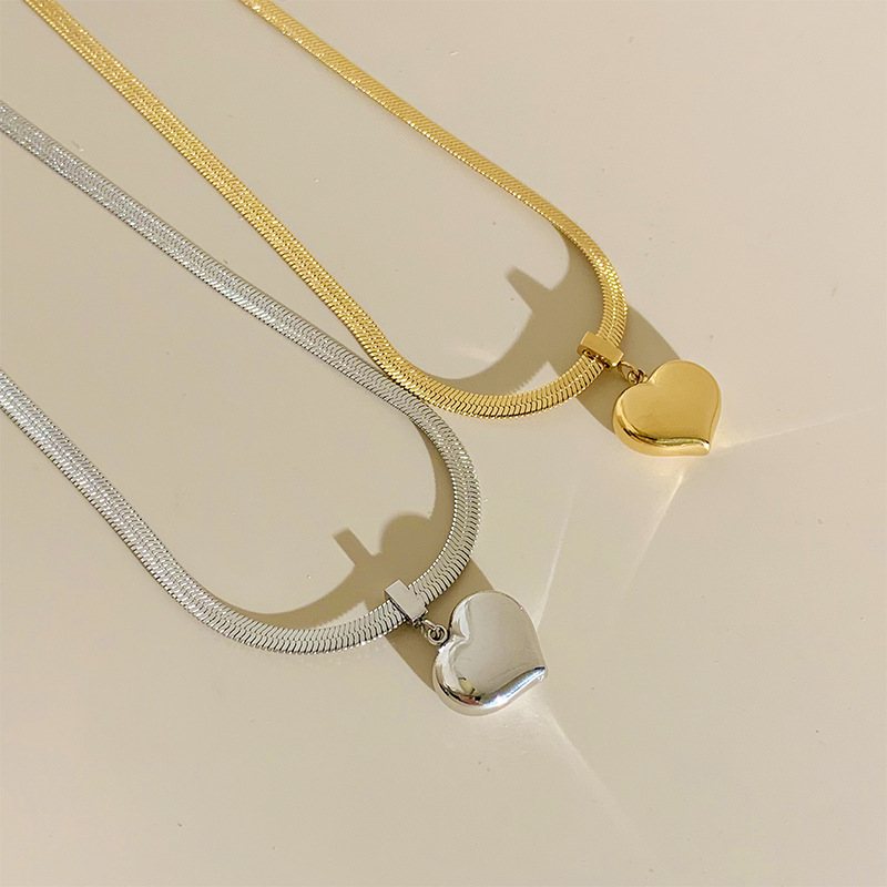 11g Weight PVD Coated Gold Plating Process Wholesale Jewelry Fashion Heart Shape 304 Stainless Steel 16K Gold Plated White Gold Plated Gold Plated PVD Coated Bracelets Necklace