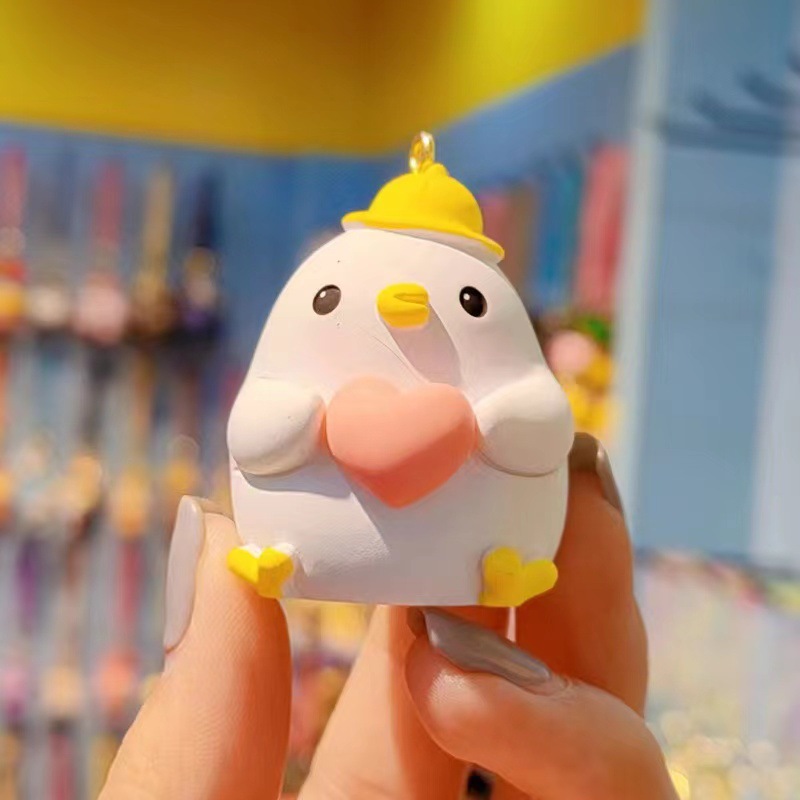 New Year Cartoon Christmas Little Duck For Women Cute Exquisite Resin Figurine Keychain Backpack Pendant Gift_voghion.com
