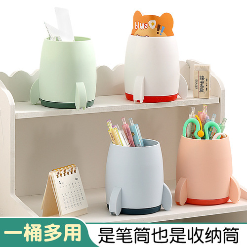 Creative Multi-functional Small Rocket Pen Holder, Desk Organizer Cartoon Cute Student Large Capacity Office Desk DIY Pen Tower