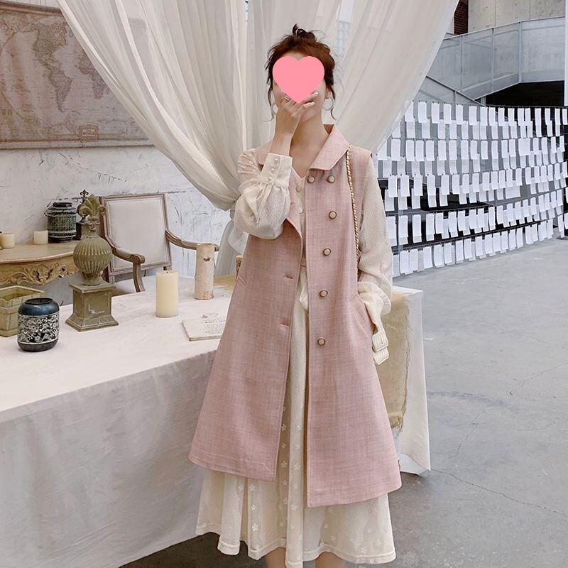 小香风套装女2025春秋季新款韩版马甲外套收腰蕾丝连衣裙两件套装|undefined