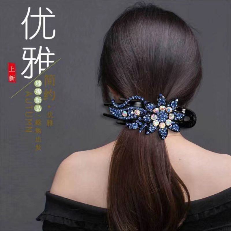 Aunt's rhinestone hair grip wholesale duckbill clip back head hair accessories fixed hair clip independent packaging three-tooth clip