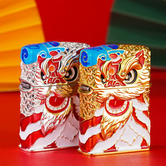 Zorro kerosene lighter enamel lucky head gold wire inlaid enamel collectible gift lighter