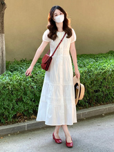 白色连衣裙女中长款夏季新款法式显瘦初恋小白裙蕾丝气质公主裙子