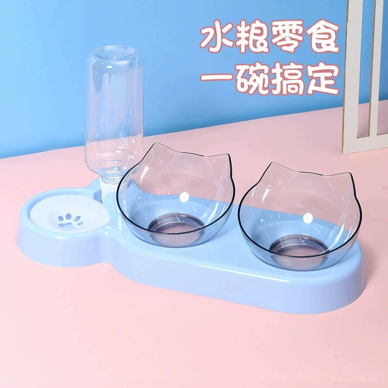 Кормушка для кошек с антиразливной системой, двойная подвесная миска, автоматическая поилка для кошек, товары для животных, горячая распродажа за рубежом