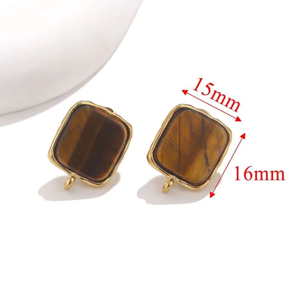 Acero inoxidable nicho diseño stud pendientes accesorios moda pendientes de piedra natural con anillo abierto moda pendientes simples al por mayor