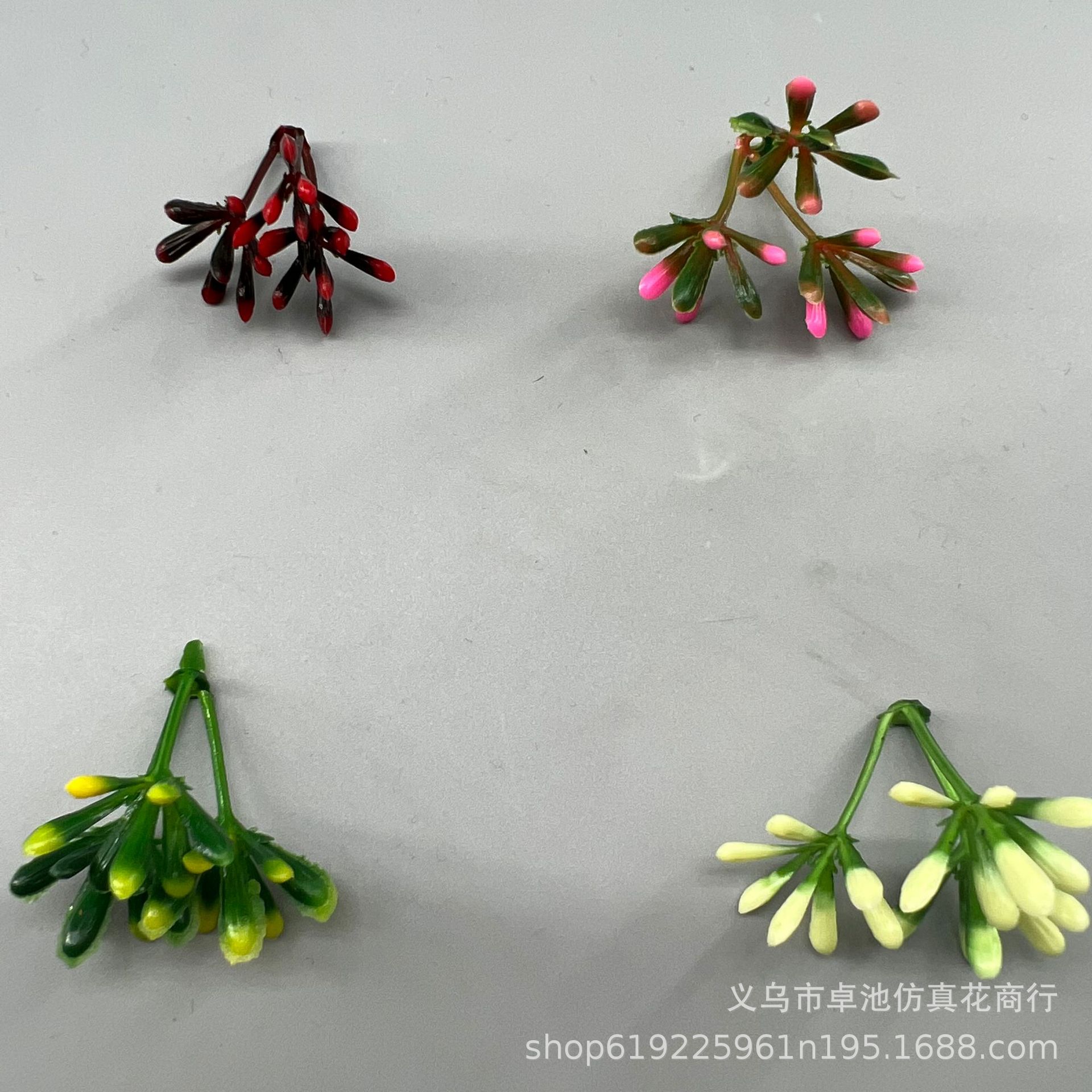 仿真植物3叉3cm小米花盆栽植物婚庆水族配件塑料材料水草仿真植物