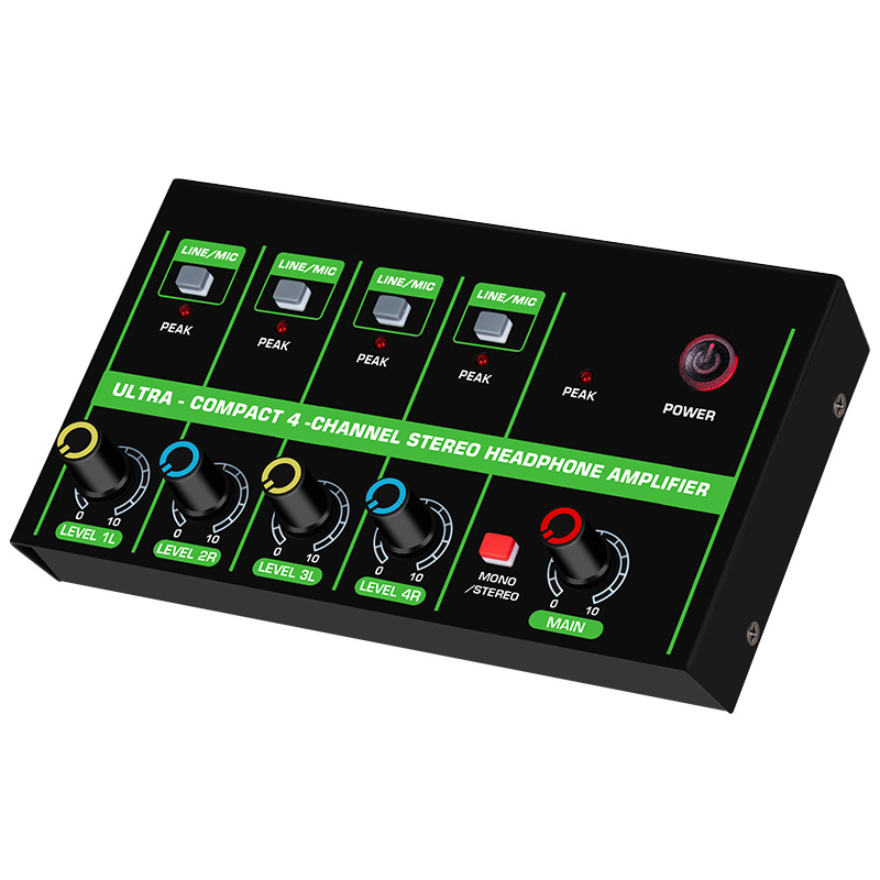 4 채널 오디오 믹서 4 채널 미니 신호 믹서 DJ 오디오 신호 리버브 악기 마이크 익스텐더