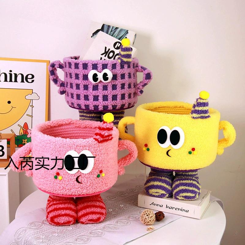 Корзина для хранения мультфильмов Bigfoot Little Monster для разных предметов и закусок, милая корзина-органайзер из флиса с дофамином интернет-знаменитостей.