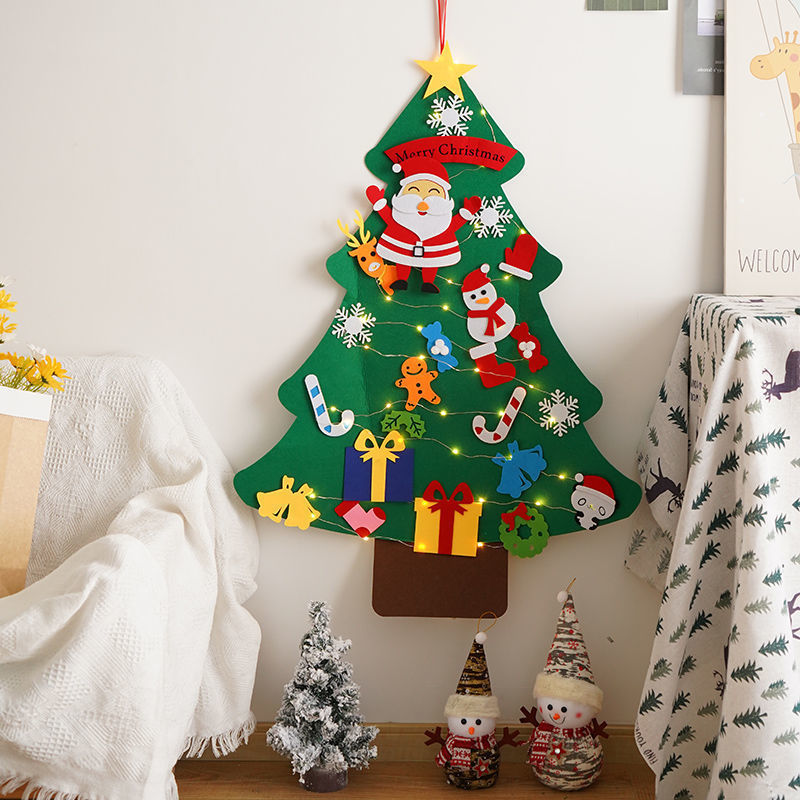 Navidad bricolaje fieltro vacaciones luces decorativas árbol de Navidad luces de colores adornos luminosos regalos para niños hecho a mano paquete de material de bricolaje