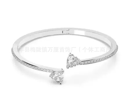 开口白钻手镯【白金色】
