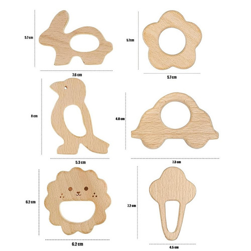 Amazon's best-selling baby beech wood teething stick wooden cartoon animal teether diy pacifier chain accessories