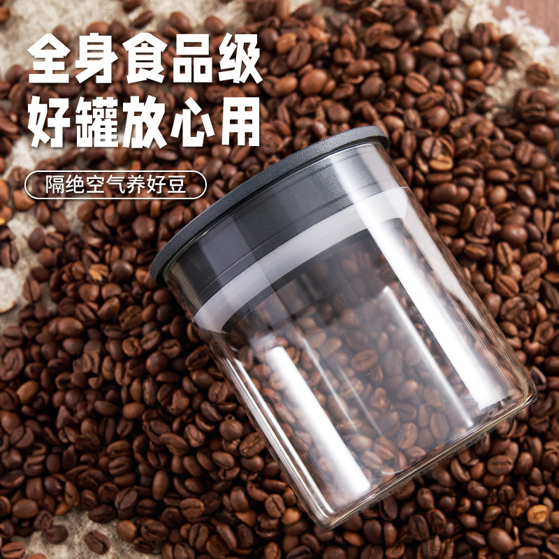 Grado alimenticio granos de café almacenamiento tanque de vidrio sellado al vacío tanque de almacenamiento café té leche en polvo almacenamiento botella de almacenamiento de granos