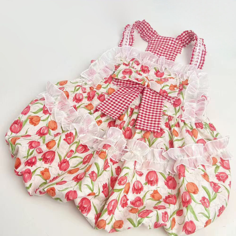 Prinsessklänning för stora hundar retro spetsväst stil kjol_voghion.com