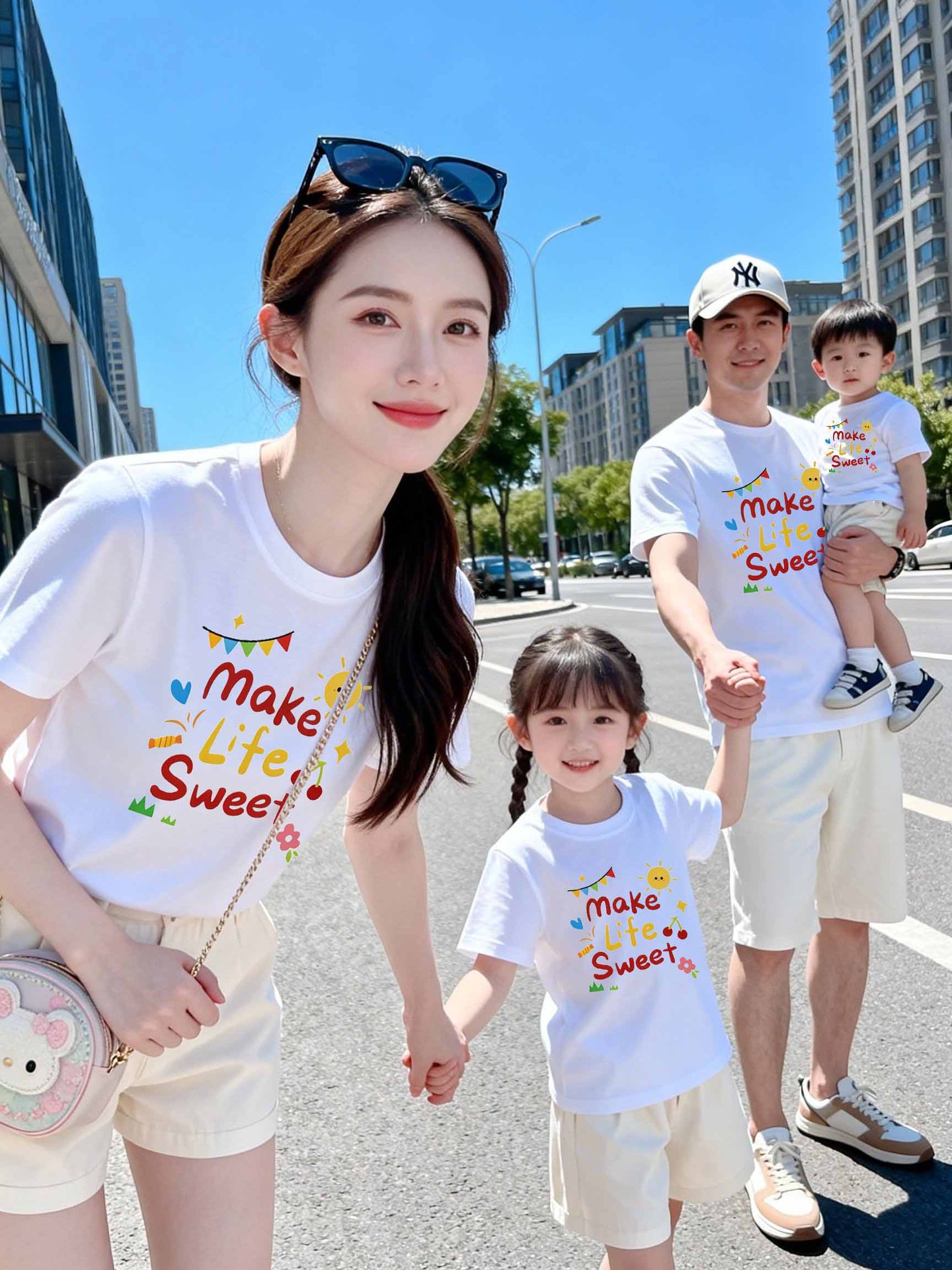 Hot-Selling Popular Items in Stock: Family Matching Outfits for Mother and Daughter, Mother and Son, Family of Three or Four, Short-Sleeve T-Shirts, New Summer Styles, Manufacturer Trendy T-Shirts