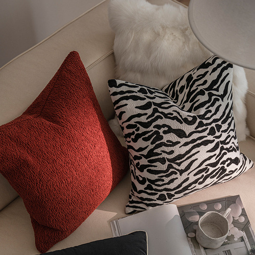  New French-Style High-End Living Room Sofa Cushion Throw Pillow Sample Room Bedside Cushion Zebra Print Black and White