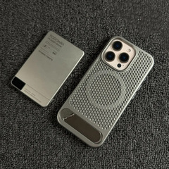 iPhone16 携帯電話ネット冷却通気性携帯電話ケース Apple 15 目に見えないブラケット PC ハード保護カバー 14 に適しています。