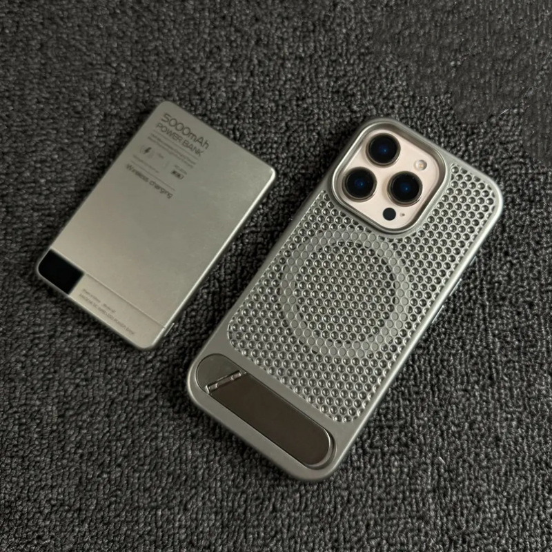 iPhone16 携帯電話ネット冷却通気性携帯電話ケース Apple 15 目に見えないブラケット PC ハード保護カバー 14 に適しています。|undefined