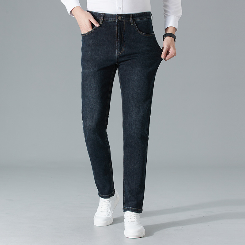 Counter Light Luxury Spring and Autumn Jeans Men's Slim-Fit Small Feet All-Match Stretch Business Casual High-End Cotton Casual Pants