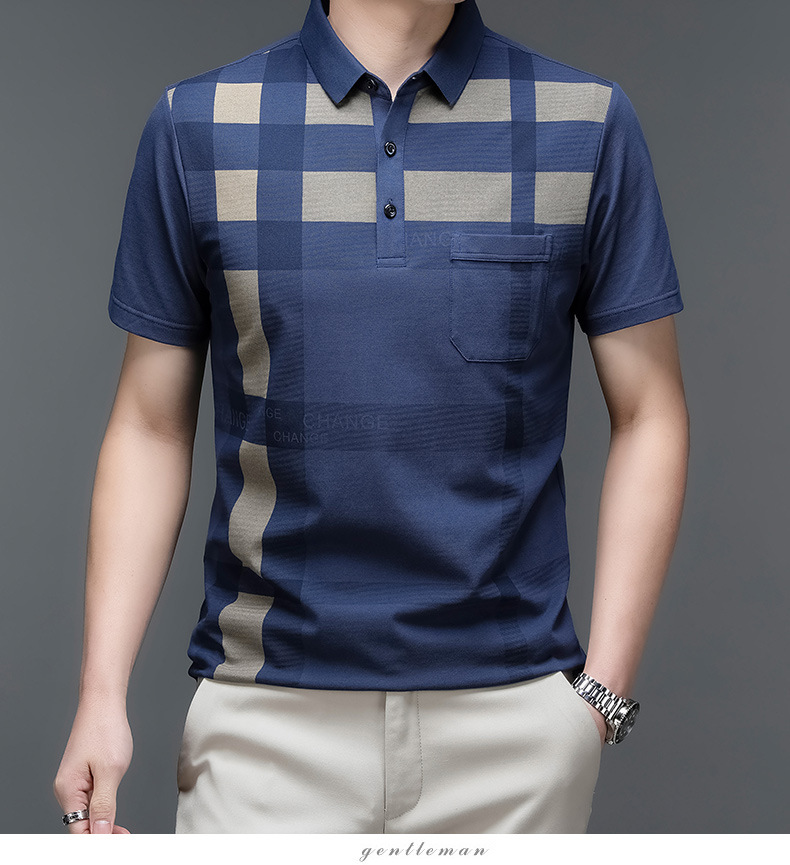 Mingdi Mouse 2024 Sommer Neues Polo-Kragen-Kurzarm-T-Shirt mit Taschendruck aus reiner Baumwolle für Herren_voghion.com