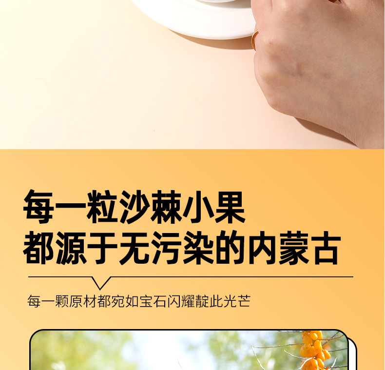 Sea Buckthorn Juice NFC Inner Mongolia Small Fruit 500ml Box Herbal Wellness Drink in use