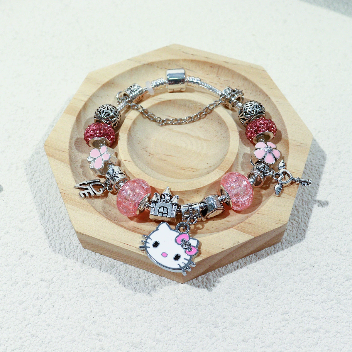 Браслет (Panjia) DIY с крупными отверстиями и подвесками в стиле Hello Kitty, 9×7×3 см
