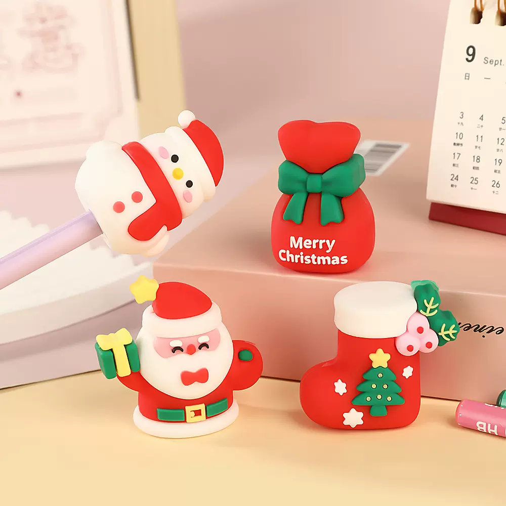 圣诞老人立体笔套3D圣诞迷你卷笔刀圣诞雪人可爱造型削笔器学生