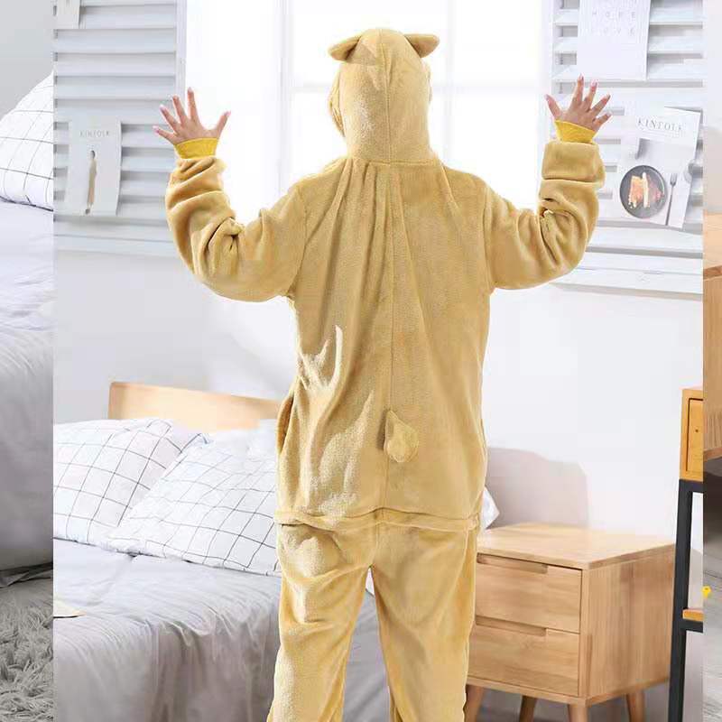 Franela transfronteriza de dibujos animados animal pijamas de una pieza niños dinosaurio Totoro adultos pijamas de una pieza ropa de rendimiento en casa