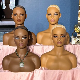African Black Mannequin Head Wig Headgear Display Head Model Necklace Earrings Photo Dummy Head Pvcmannequin