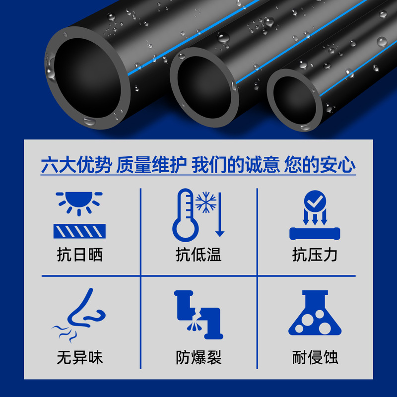 现货国标加厚hdpe给水管市政工程自来水饮水管农用灌溉pe水管硬管|undefined