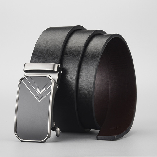 Wholesale New European and American High-end Business and Foreign Trade Men's Genuine Leather Belt with Smooth Automatic Buckle