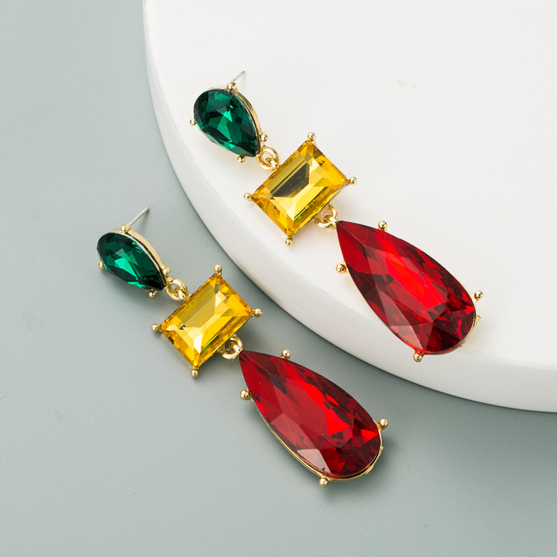 Housewarming, Anniversary, Business, Wedding, Travel, Birthday, Festival Occasion Alloy Material Fashion Geometric Diamond Alloy Artificial Gemstones Earrings