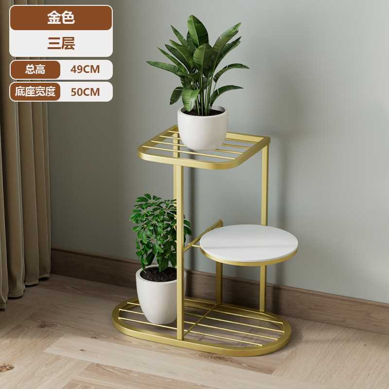 Estante de flores multicapa de arte de hierro para interiores y exteriores moderno Estante de piso para sala de estar para el hogar Estante de balcón móvil de celebridades de Internet image 7