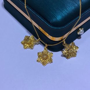 18K Gold Snowflake Pendant Color Gold Au750 Material Simple Accessible Luxury Versatile Jewelry Gift for Girlfriend Shuibei Wholesale
