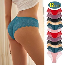S 19353 Sexy Mid Waist Lace Trim Panties ��˿�����ڿ� �羳��
