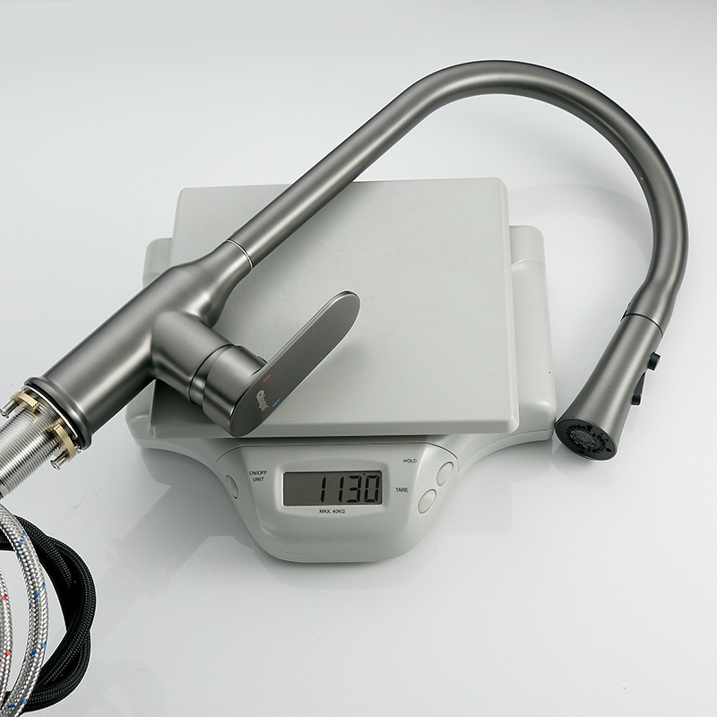 Cocina uno por uno, todo el grifo frío y caliente de cobre, grifo extraíble, retráctil universal, doble salida, fregadero, grifo extraíble