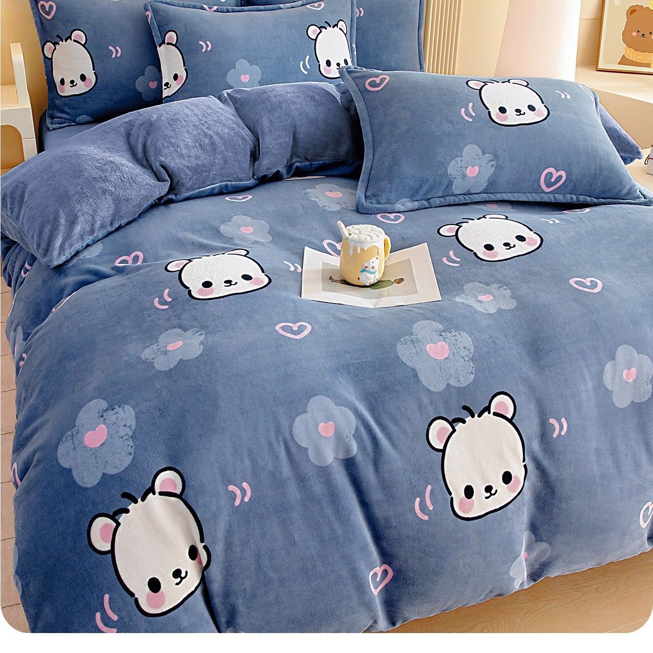 Invierno leche edredón cubierta de una sola pieza de franela de coral hogar con edredón de calor 150x200x230 nuevo