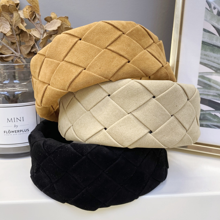 Flannel Woven Wide-brimmed Headband display picture 6