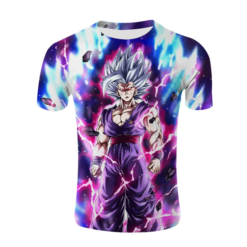 2023 Летняя 3D трансграничная Повседневная тонкая футболка Dragon Ball 3D с принтом из молочного шелка, прямая футболка без капюшона для молодежи