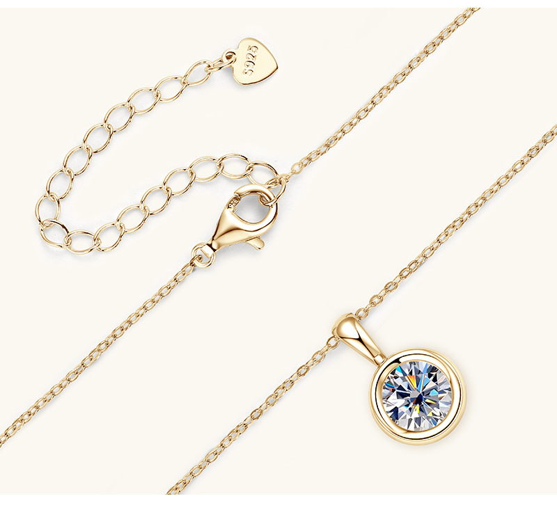 Solid Color Pattern Women's Gender 925 Sterling Silver Moissanite Inlay Solid Color Pendant Necklace