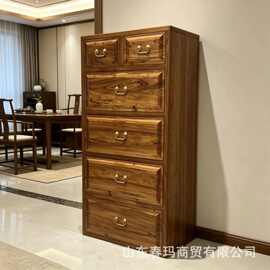 新中式老榆木斗柜家用客厅装饰五斗柜实木靠墙中药柜餐具茶具柜