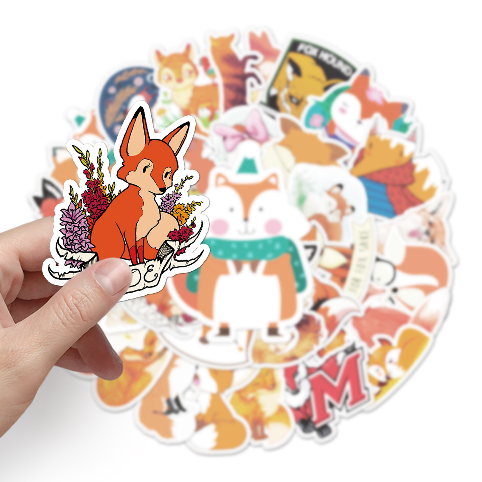 50 piezas de astucia zorro dibujos animados lindo decorativo graffiti pegatinas equipaje refrigerador guitarra papelería pegatinas creativas
