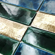 北欧卫生间墙砖全瓷窑变釉面金属长条手工砖网红店铺KTV酒吧瓷砖