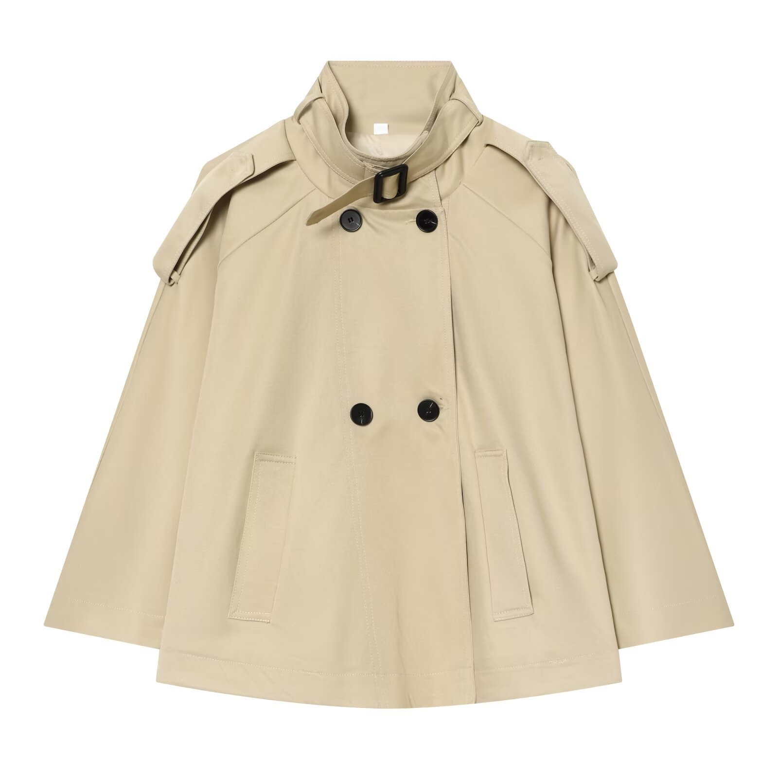 Ins Cross-Border European and American 2026 New Fashion Stylish Women's Wholesale Stand Collar Double-Breasted Long Sleeve Short Trench Coat Jacket