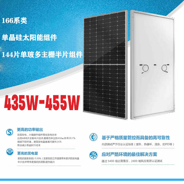 435W-455W单晶硅太阳能组件144片单玻多栅半片组件|ru