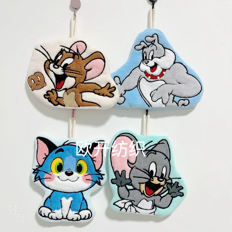 Coral Velvet Cat and Mouse Cartoon Animal Hand Towel Bathroom Cute Soft Hanging Small Towel Thickeneded and Absorbent Coral Velvet Cat and Mouse Cartoon Animal Hand Towel Bathroom Cute Soft Hanging Small Towel Thickeneded and Absorbent