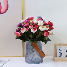 新款 9头油画裂纹小茶苞仿真花 家居装饰品酒店婚庆假花 外贸批发