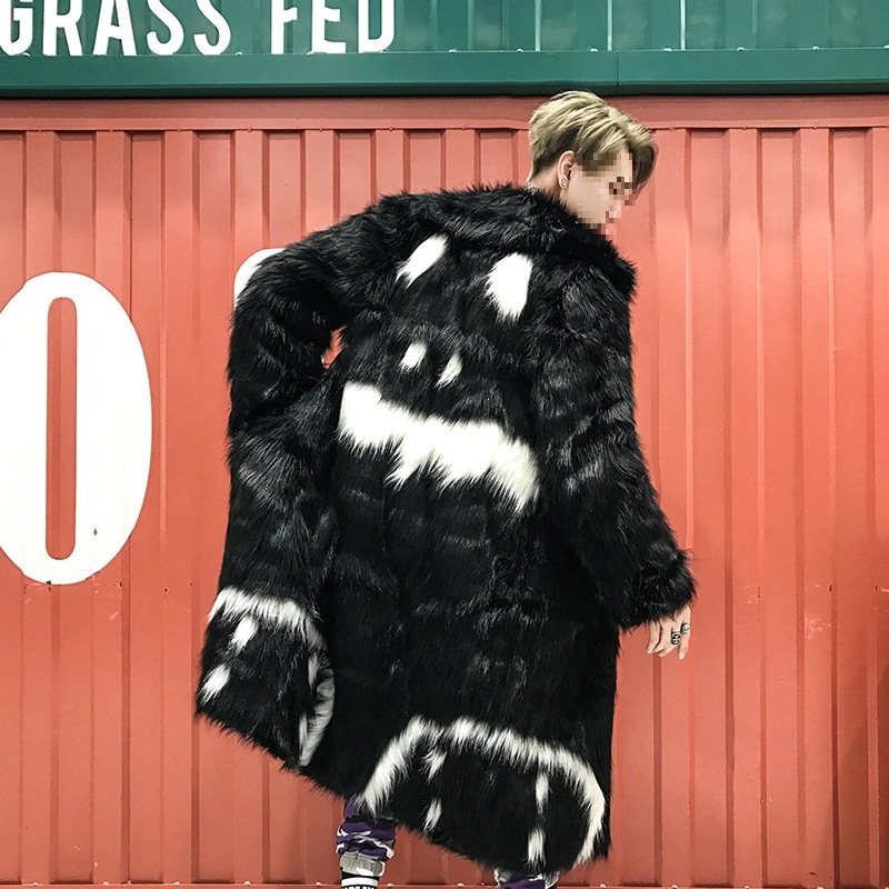 Cross-border faux fur coat/trench coat, GD extra long and thick men's outerwear, drop shipping.