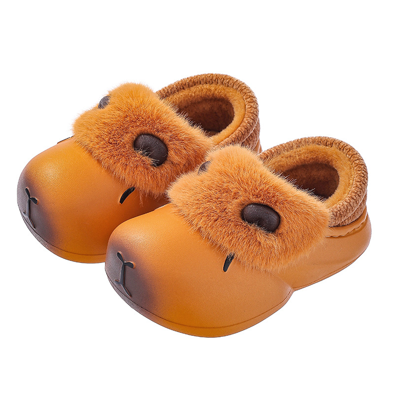 Bolsos de invierno para niños, zapatos de algodón de tacones, niños y niñas, calentamiento y terciopelo impermeable para el hogar, niños mayores y niños, traposas de algodón