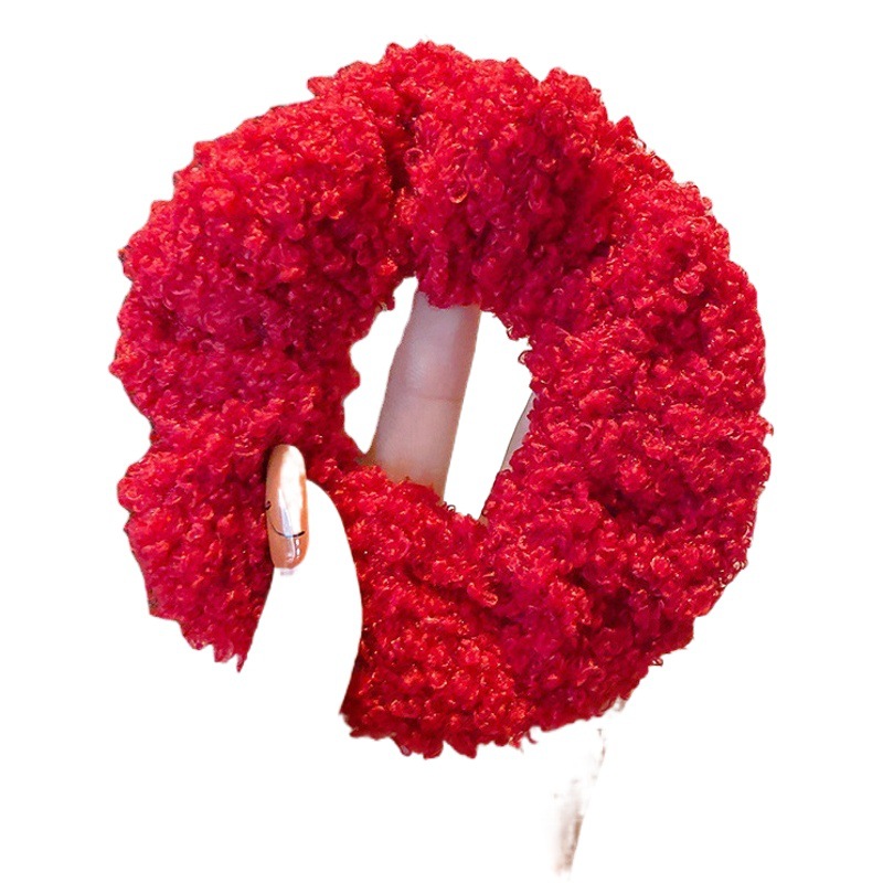 Corea del Sur cálido anillo de pelo de felpa Otoño e Invierno costura cuerda de pelo de piel al por mayor vintage cerdo intestino grueso JK accesorios para el cabello para las mujeres