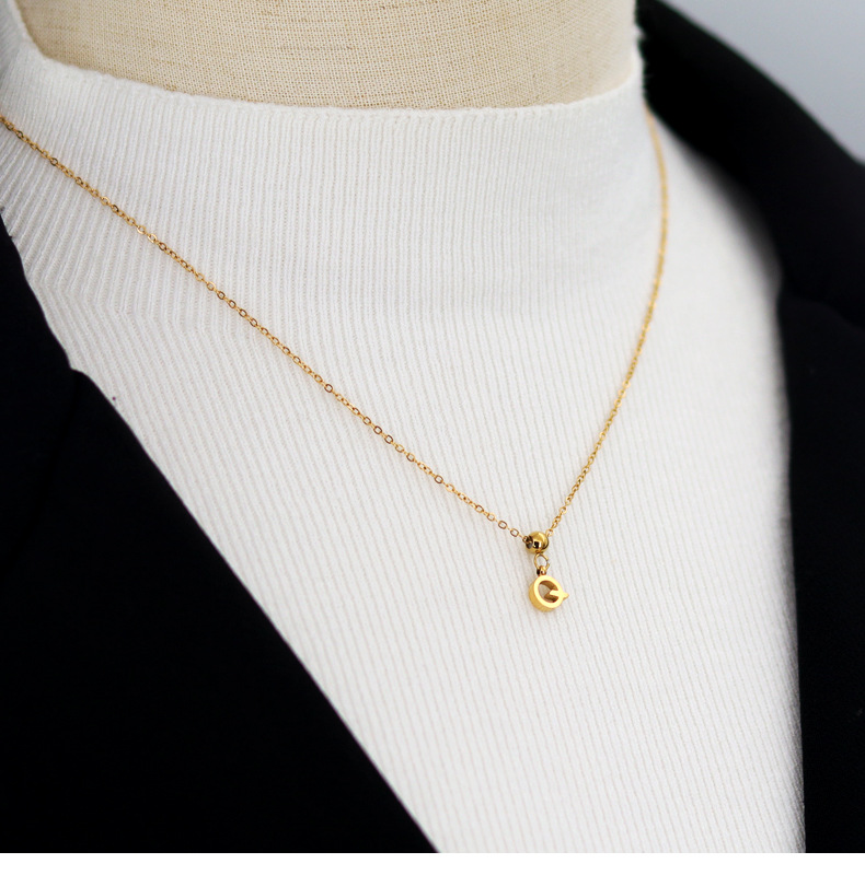 Stainless Steel Material Stainless Steel 18K Gold Plated Simple Style Plating Letter Pendant Necklace